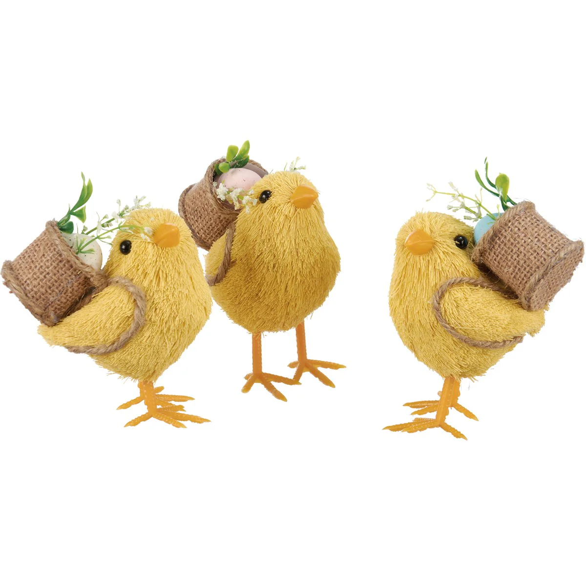 Spring Chicks with Egg Baskets Set of 3 Figures