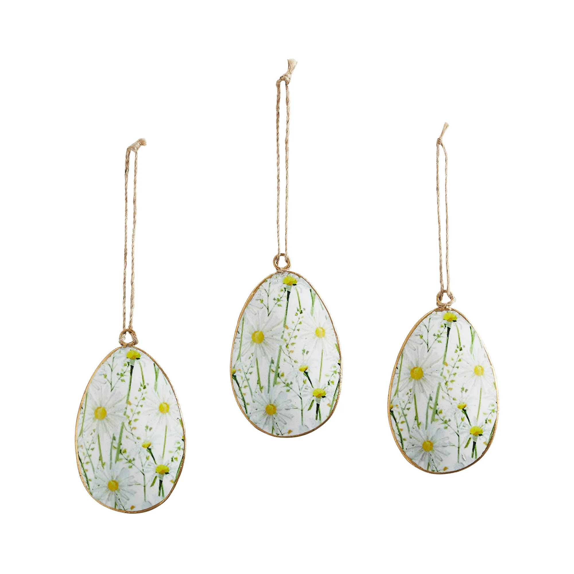 Spring In Bloom Metal Daisies Egg Ornament Set of 3 - Image 4