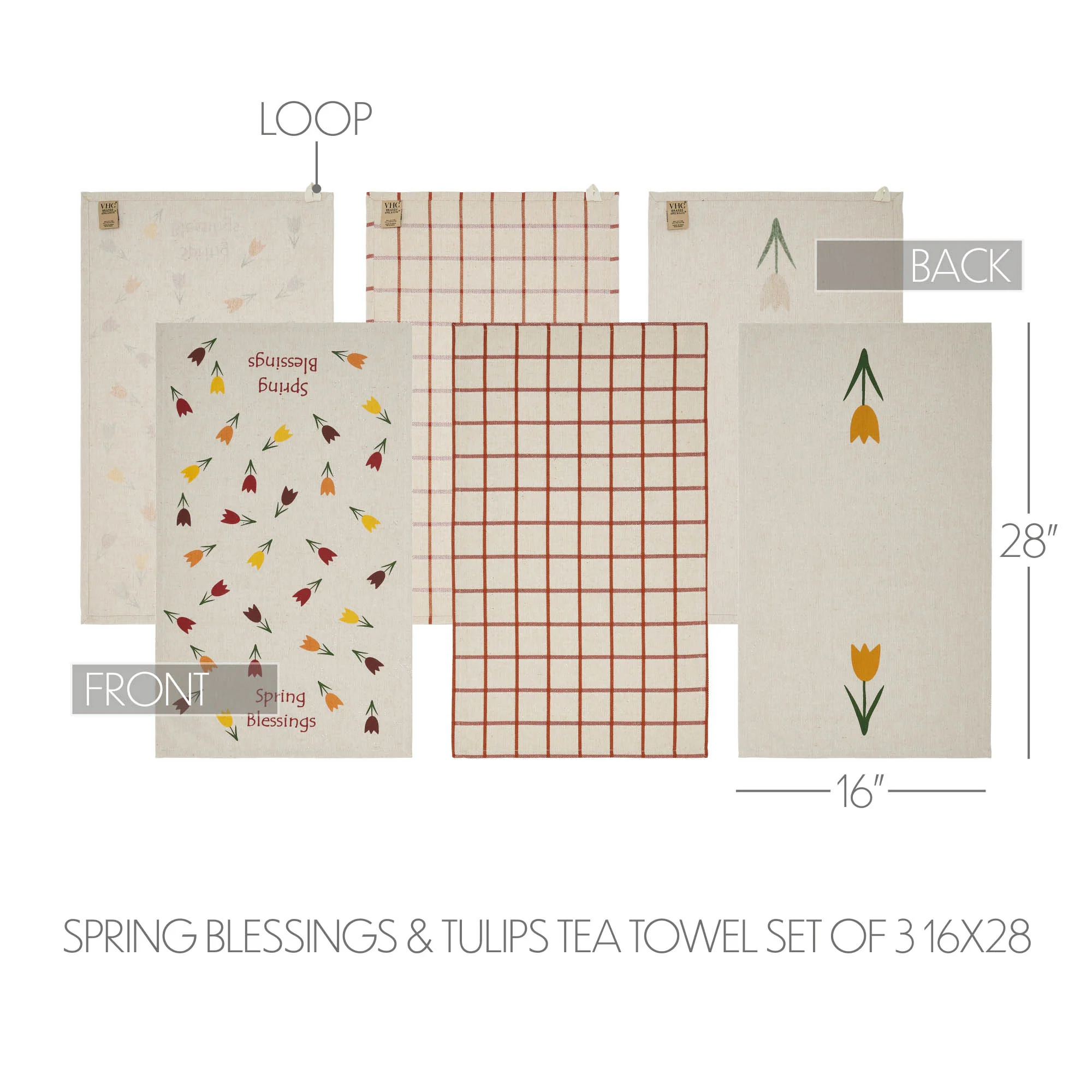 Spring In Bloom Spring Blessings & Tulips Tea Towel Set of 3 - Image 5