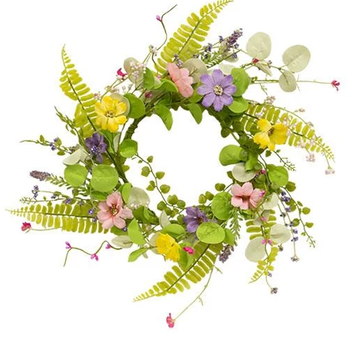 Spring Mix Blossoms 12" Small Faux Wreath - Image 2