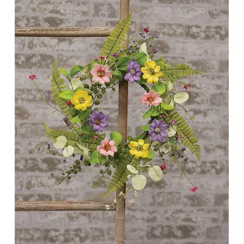 Spring Mix Blossoms 12" Small Faux Wreath - Image 3