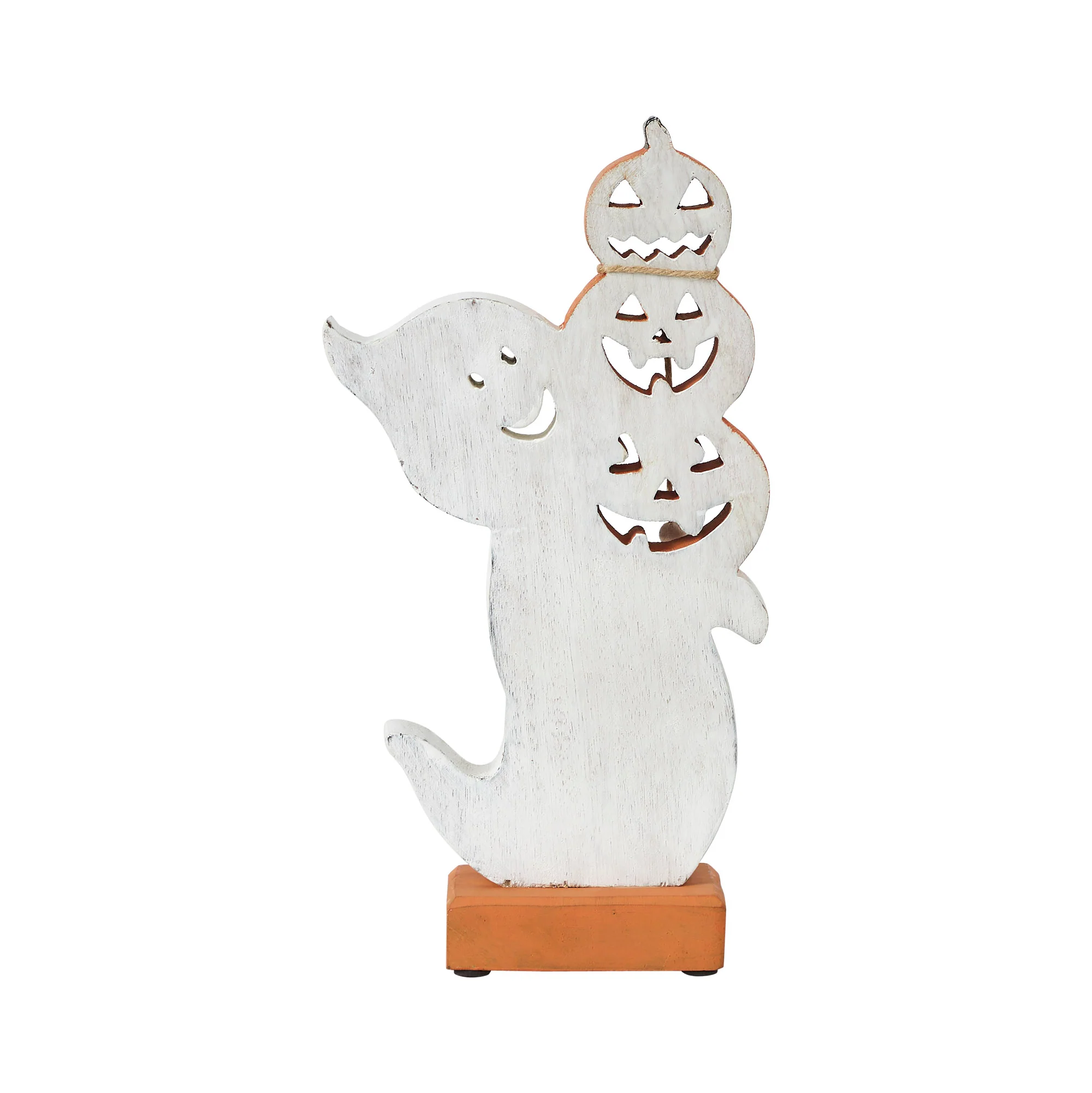 Stacked Jack-O-Lantern Wooden Ghost 11" H - Image 3