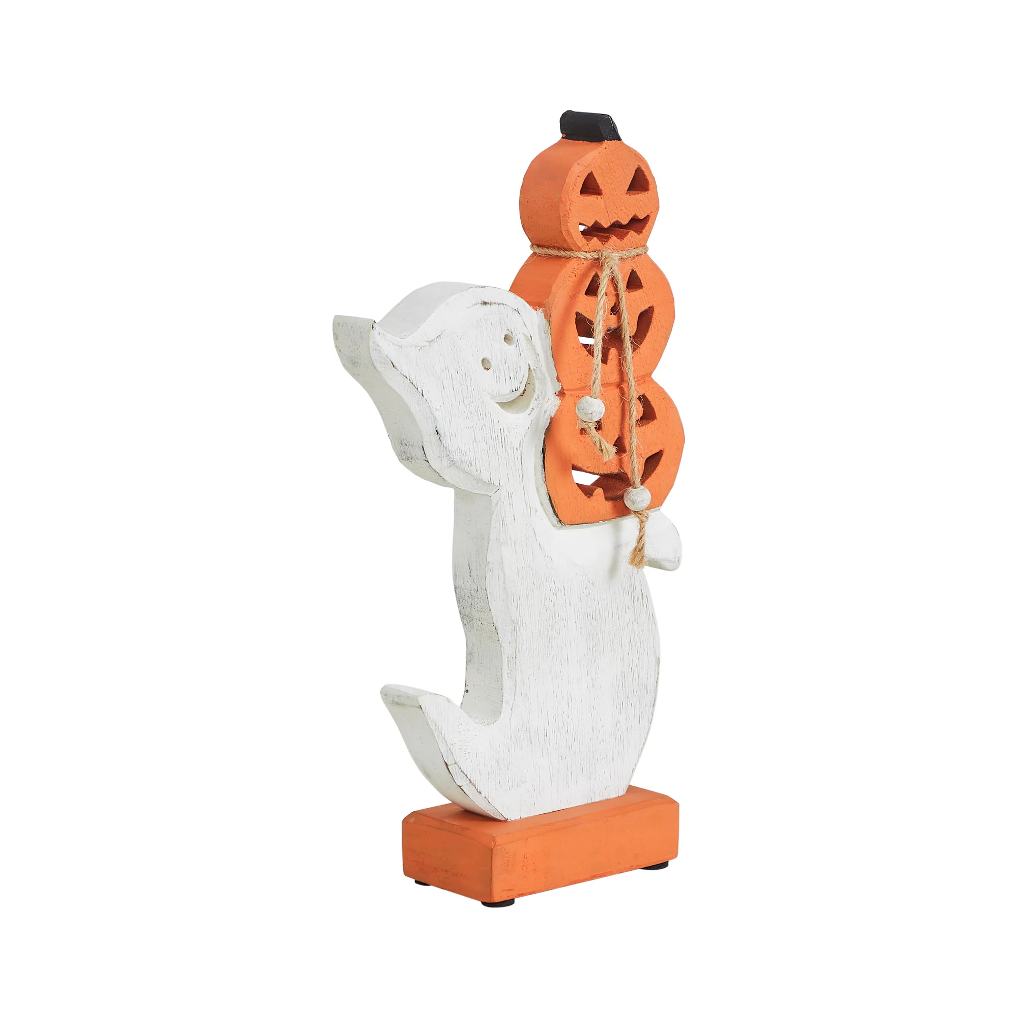 Stacked Jack-O-Lantern Wooden Ghost 11" H - Image 4