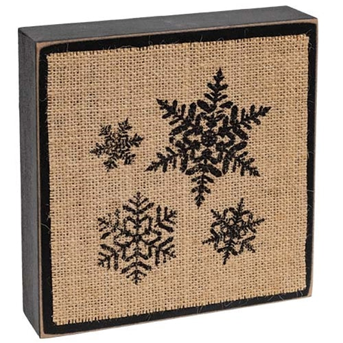 Stamped Burlap Snowflake 6" Box Sign - Image 3