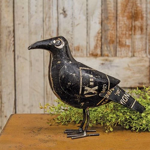 💙 Standing Recycled Metal Crow - Image 2