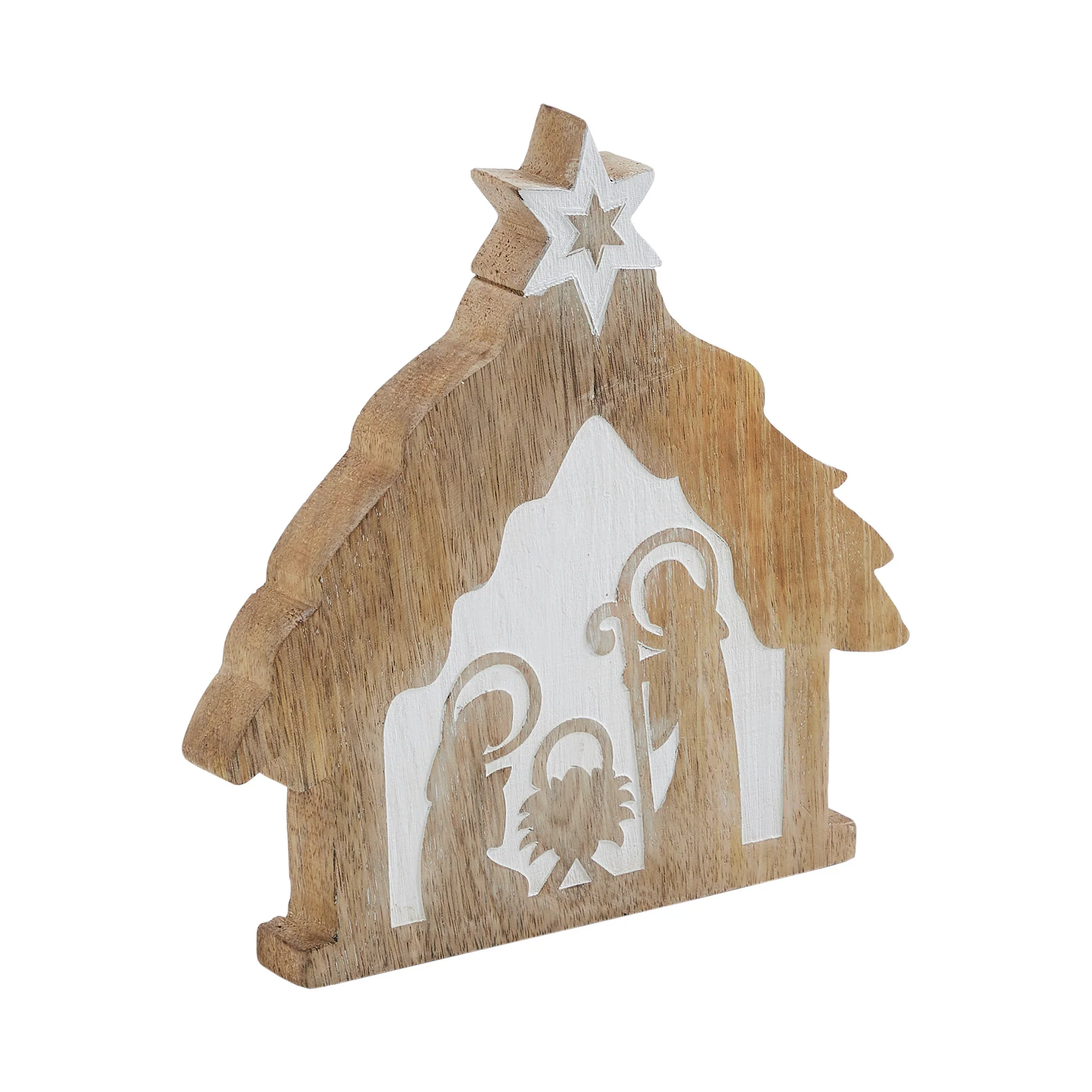 Star of Bethlehem Natural Wooden Nativity Scene - Image 2