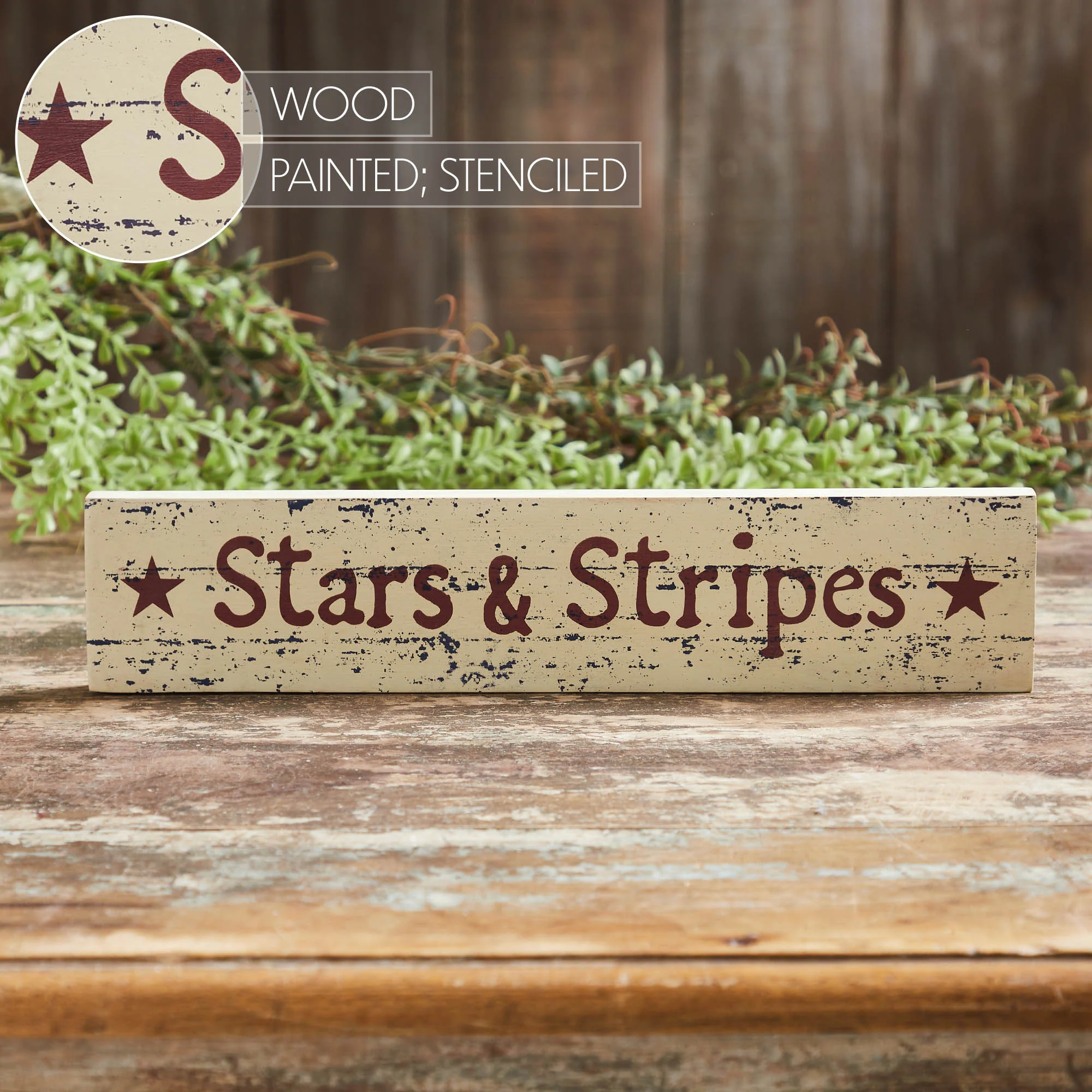 Stars & Stripes 12" Distressed Wooden Sign 2.75x13 - Image 6