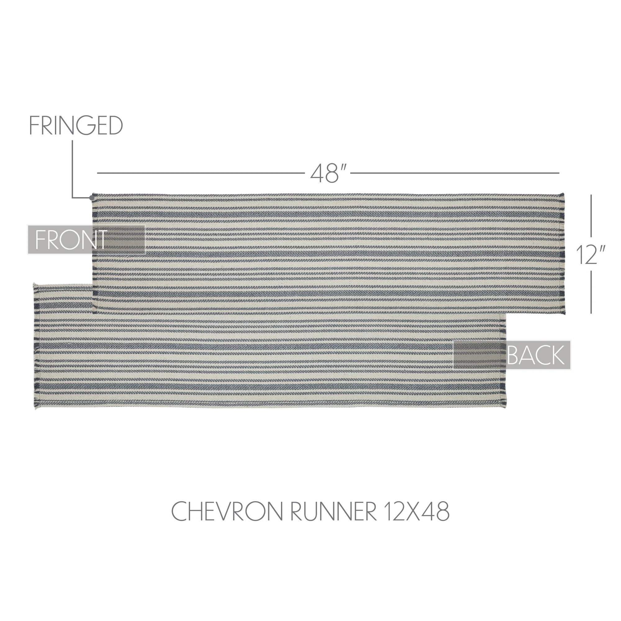 Steel Grey and White Chevron 48" Table Runner - Image 4