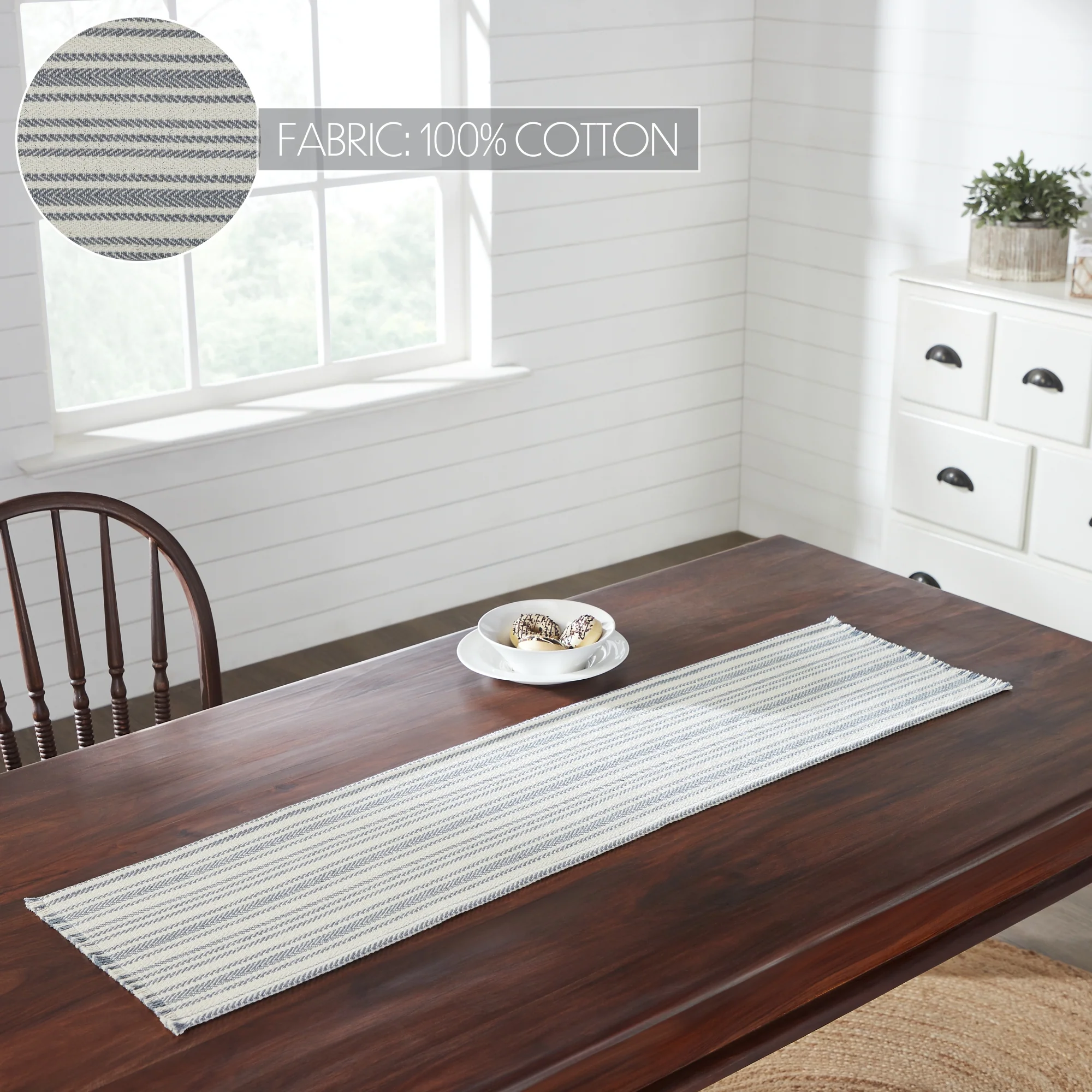 Steel Grey and White Chevron 48" Table Runner - Image 5