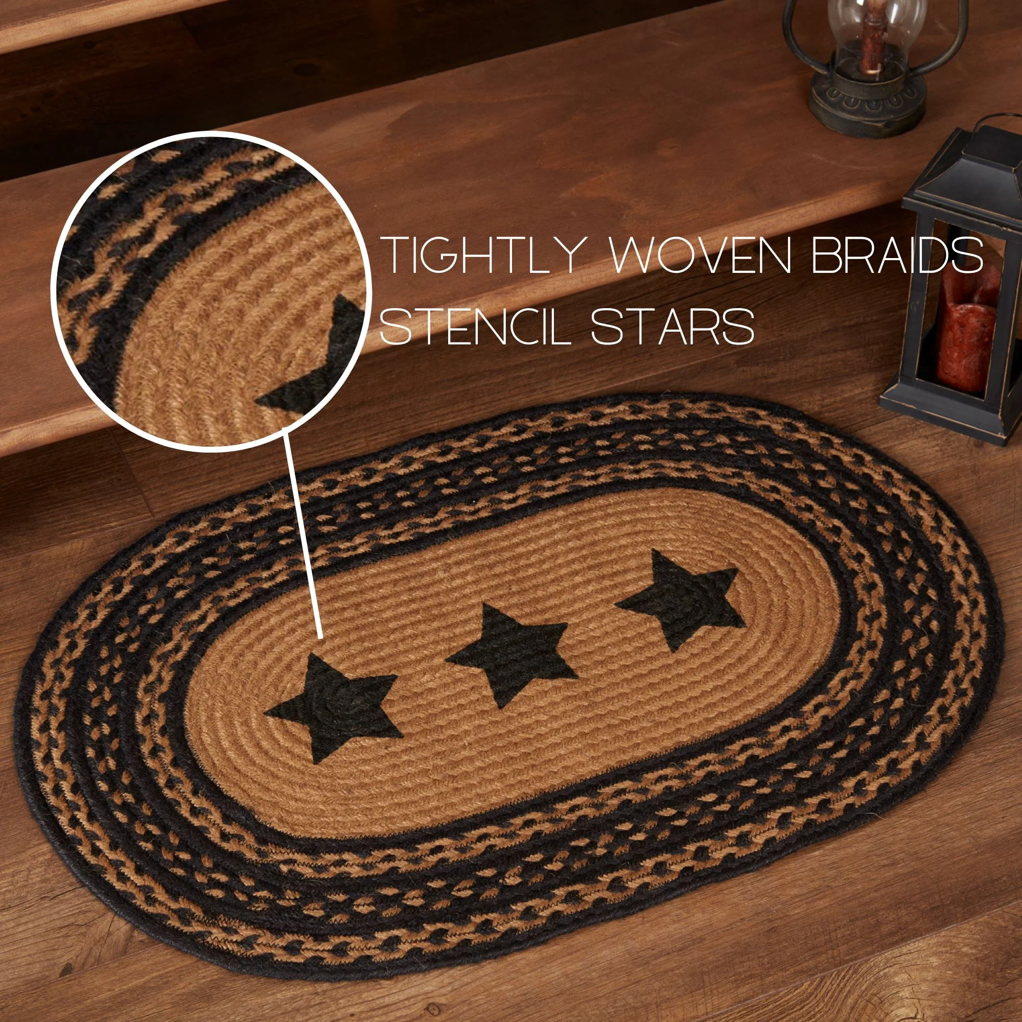 Stencil Stars Farmhouse Oval Jute Rug Oval - Image 5