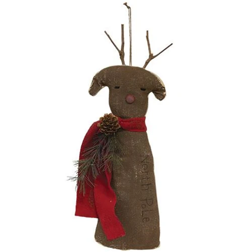 Stiffened Primitive North Pole Reindeer Hanger