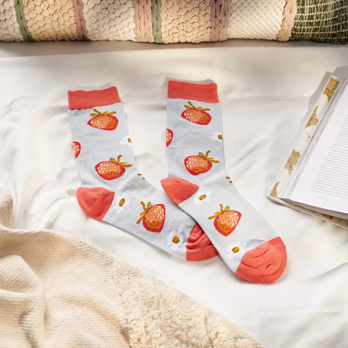 Strawberry and Daisy Fun Novelty Socks - Image 2