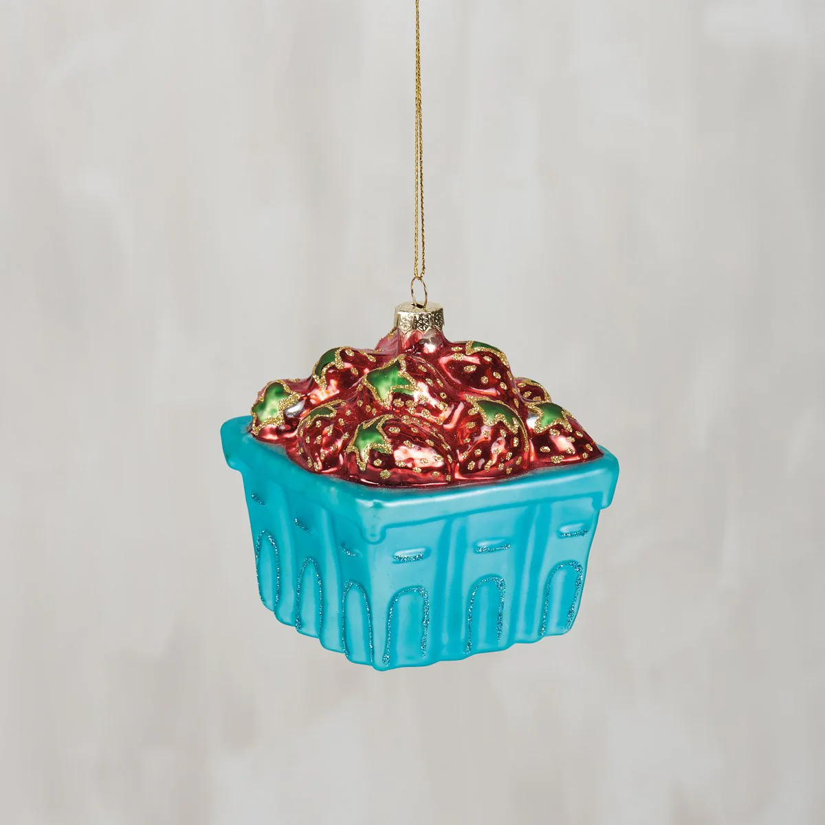 Strawberry Basket Glass Ornament