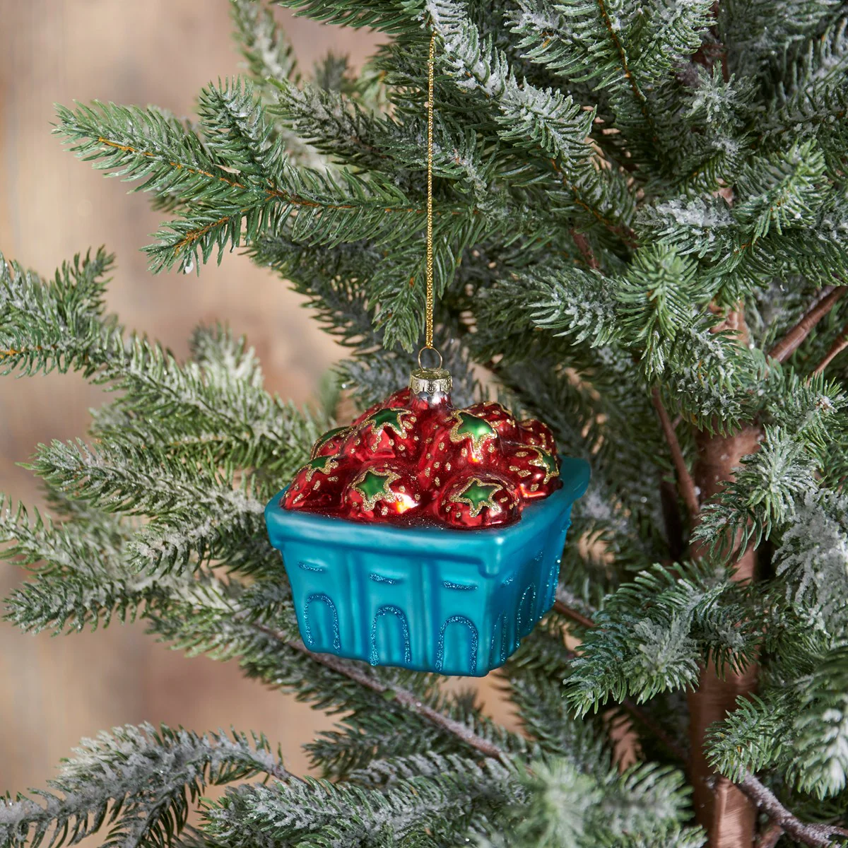 Strawberry Basket Glass Ornament - Image 2