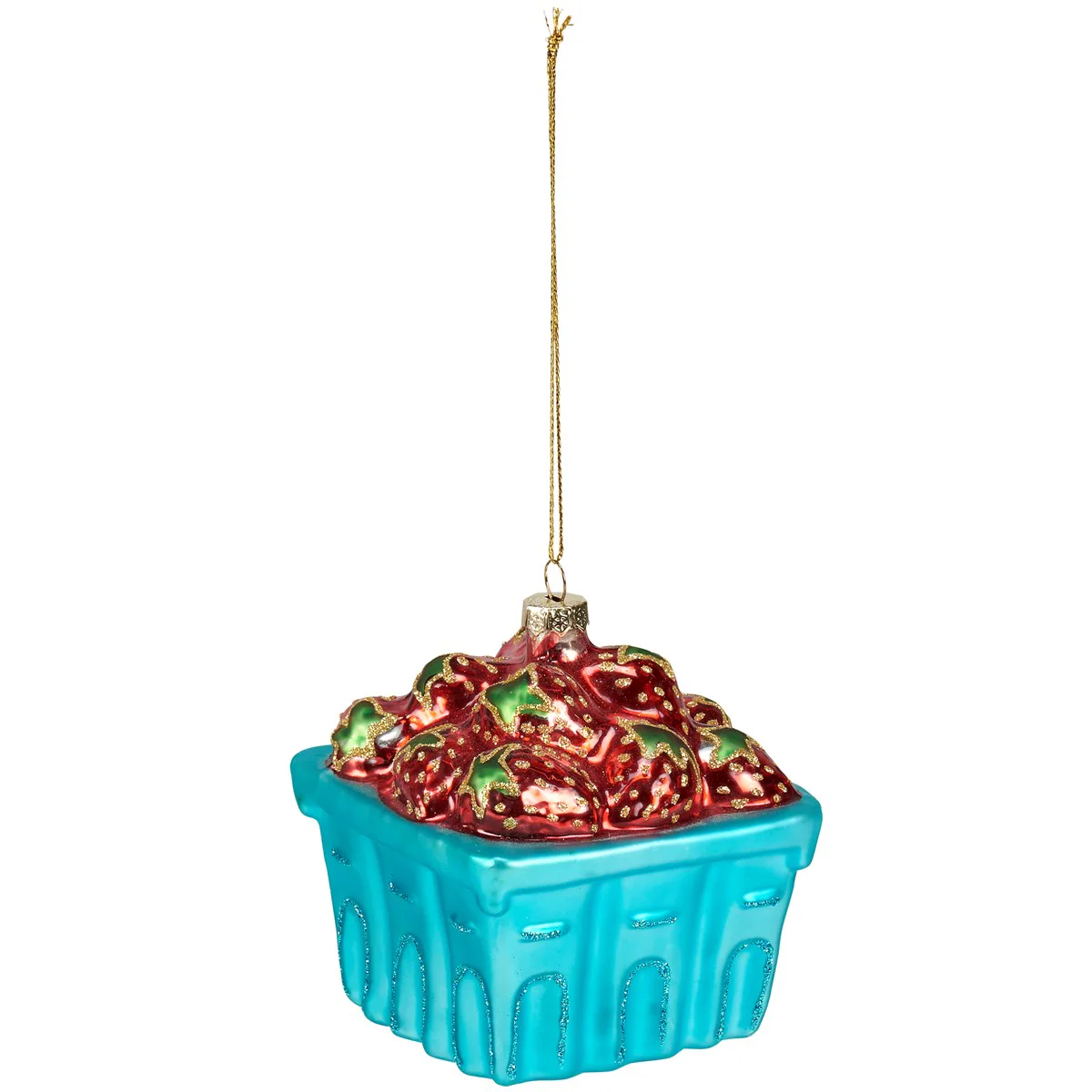 Strawberry Basket Glass Ornament - Image 3