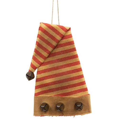 💙 Striped Santa Hat With Bells Ornament