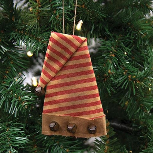 💙 Striped Santa Hat With Bells Ornament - Image 2