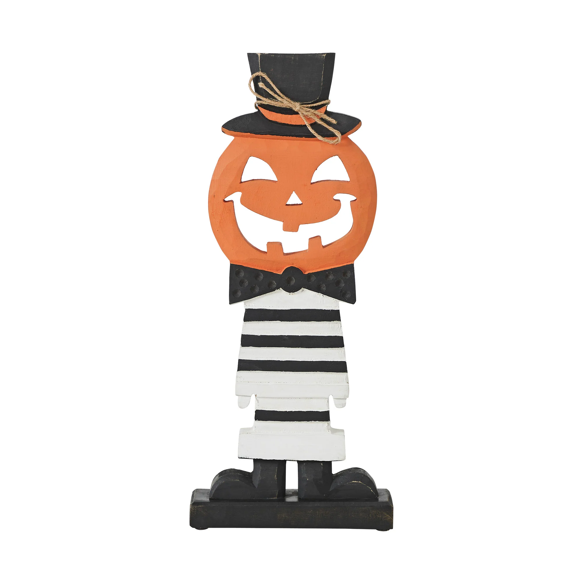 Striped Suit Jack-O-Lantern Gentleman Wooden Figure - Image 2