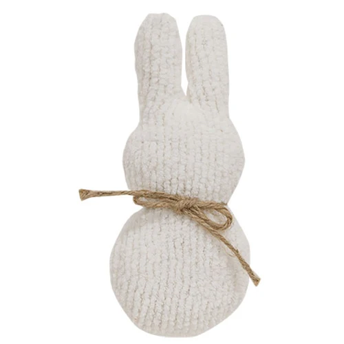 Stuffed White Chenille Bunny Ornament 9" H