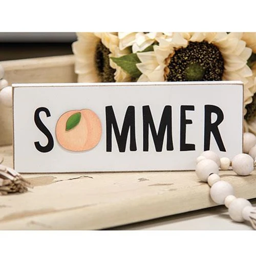 Summer With Peach 8" Wooden Block Sign - Image 2