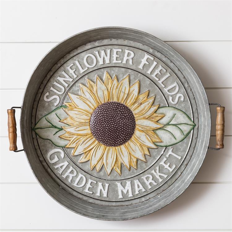 Sunflower Fields Garden Market Embossed Handled Tray