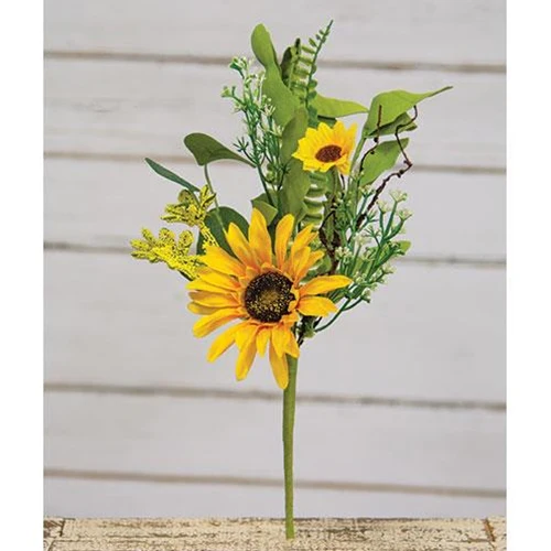 💙 Sunflower & Heather Mixed 15" Faux Floral Pick