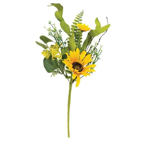 💙 Sunflower & Heather Mixed 15" Faux Floral Pick - Image 2