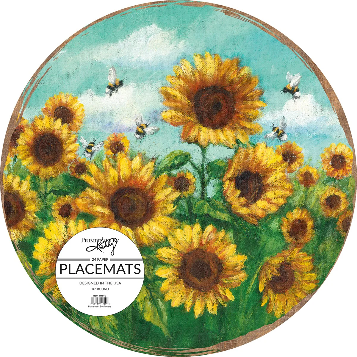 Sunflower Round 16" Paper Placemat - Image 2