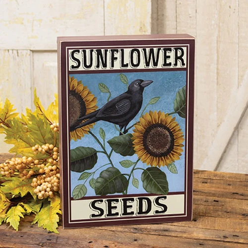 Sunflower Seeds Crow 13.75" Box Sign - Image 3