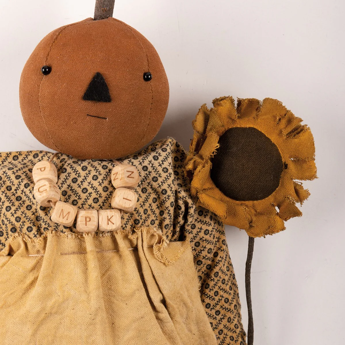 ๐ Sunflower Susie Fabric Fall Jack O Lantern Doll - Image 6