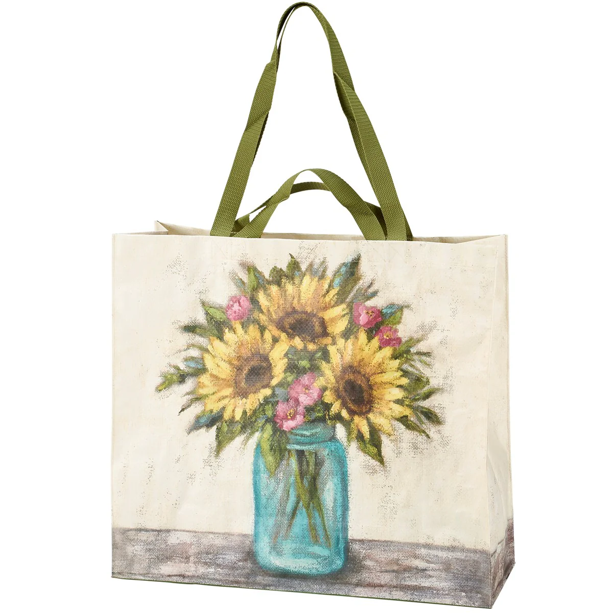 💙 Sunflowers in Mason Jar Large Shopping Tote Bag