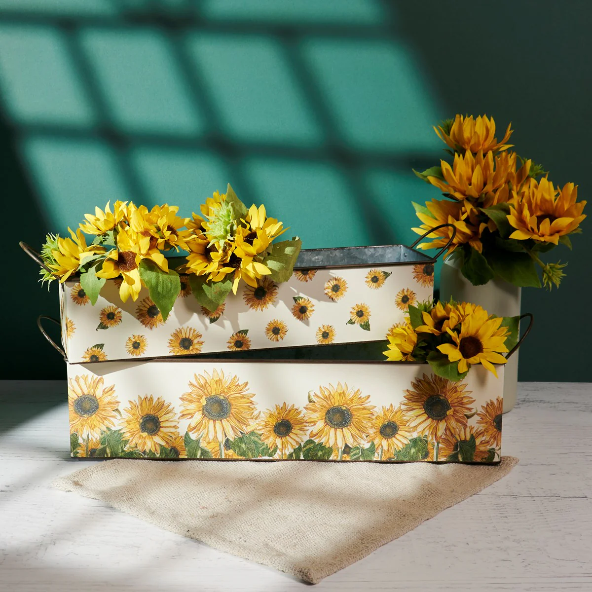 Sunflowers Rectangle Metal Bin Set - Image 2