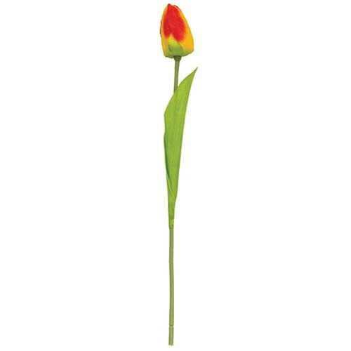 Sunrise Red Yellow Orange Tulip 15.5" Faux Floral Stem