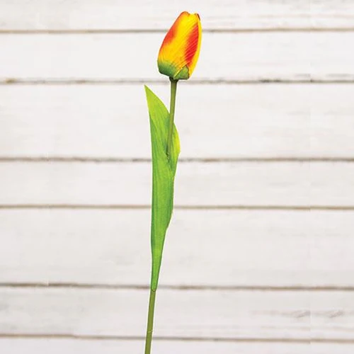 Sunrise Red Yellow Orange Tulip 15.5" Faux Floral Stem - Image 2