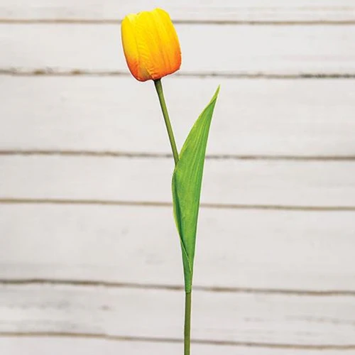 π Sunrise Yellow Orange Tulip 15.5" Faux Floral Stem