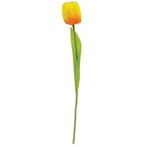 π Sunrise Yellow Orange Tulip 15.5" Faux Floral Stem - Image 2