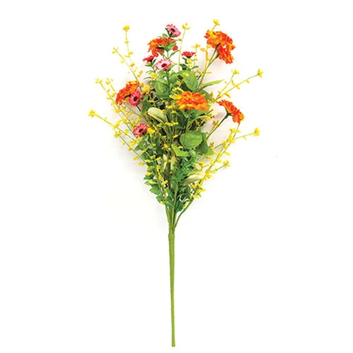 Sunset Mini Gerbera Daisy & Heather 21" Faux Floral Bush