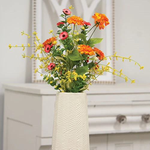 Sunset Mini Gerbera Daisy & Heather 21" Faux Floral Bush - Image 2