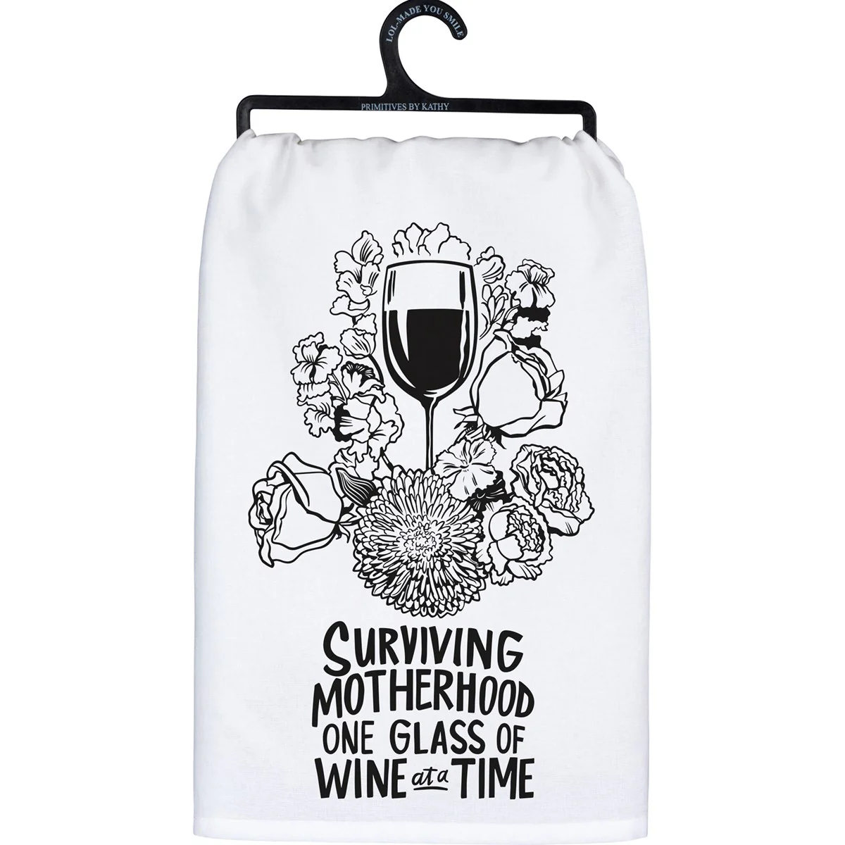 Surviving Motherhood One Glass of Wine at a Time Kitchen Towel