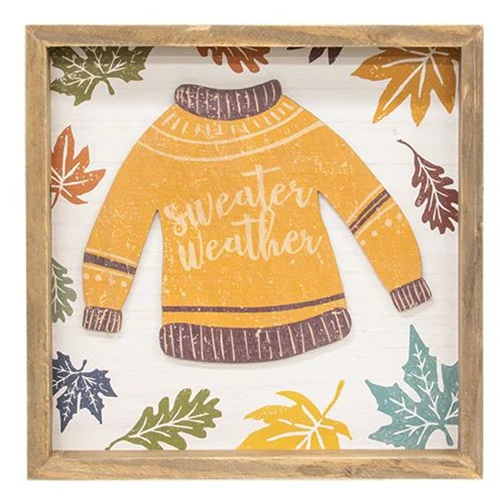 ๐ Sweater Weather Fall Themed Distressed Frame Sign