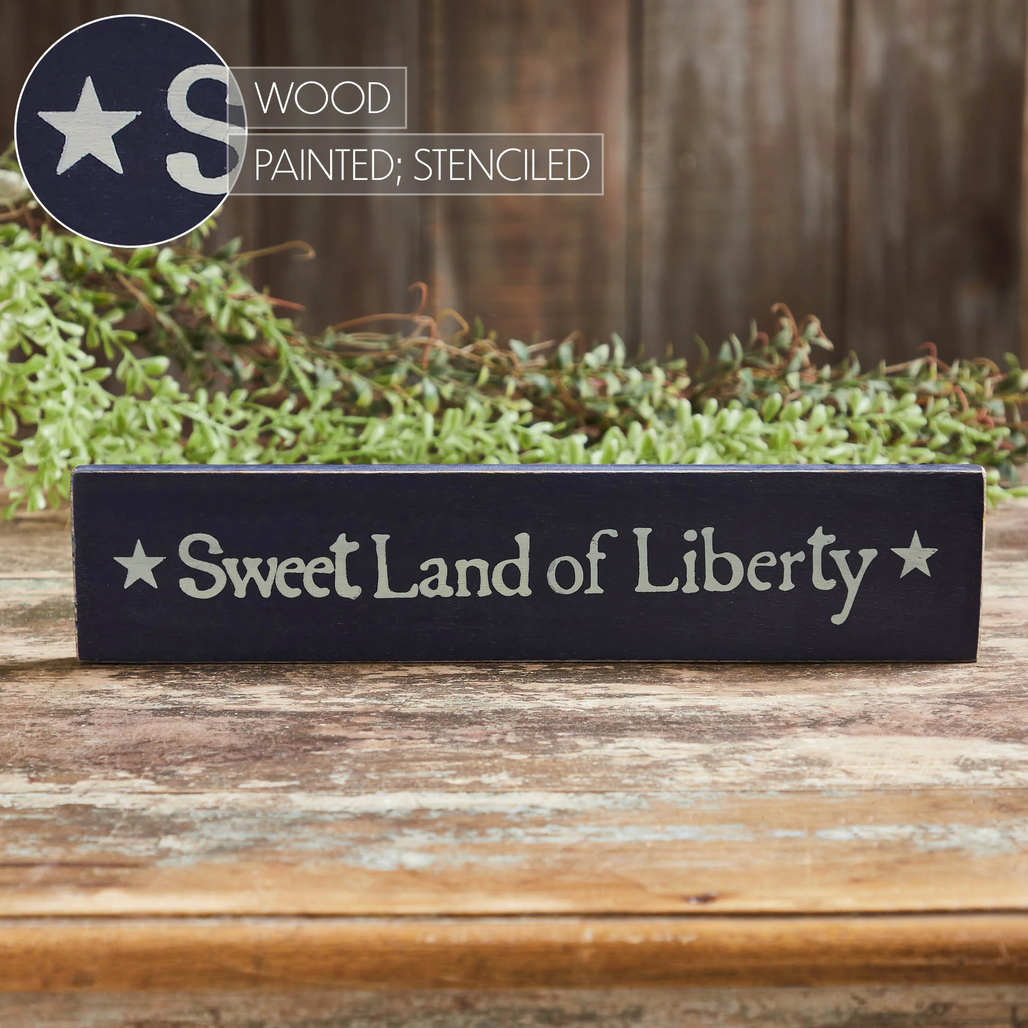 Sweet Land Of Liberty Blue 13" Wooden Sign - Image 6