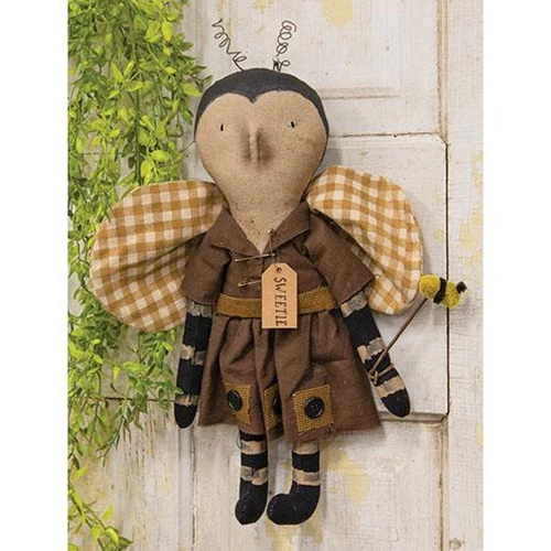 Sweetie Girl Bee 14" Primitive Fabric Doll - Image 2