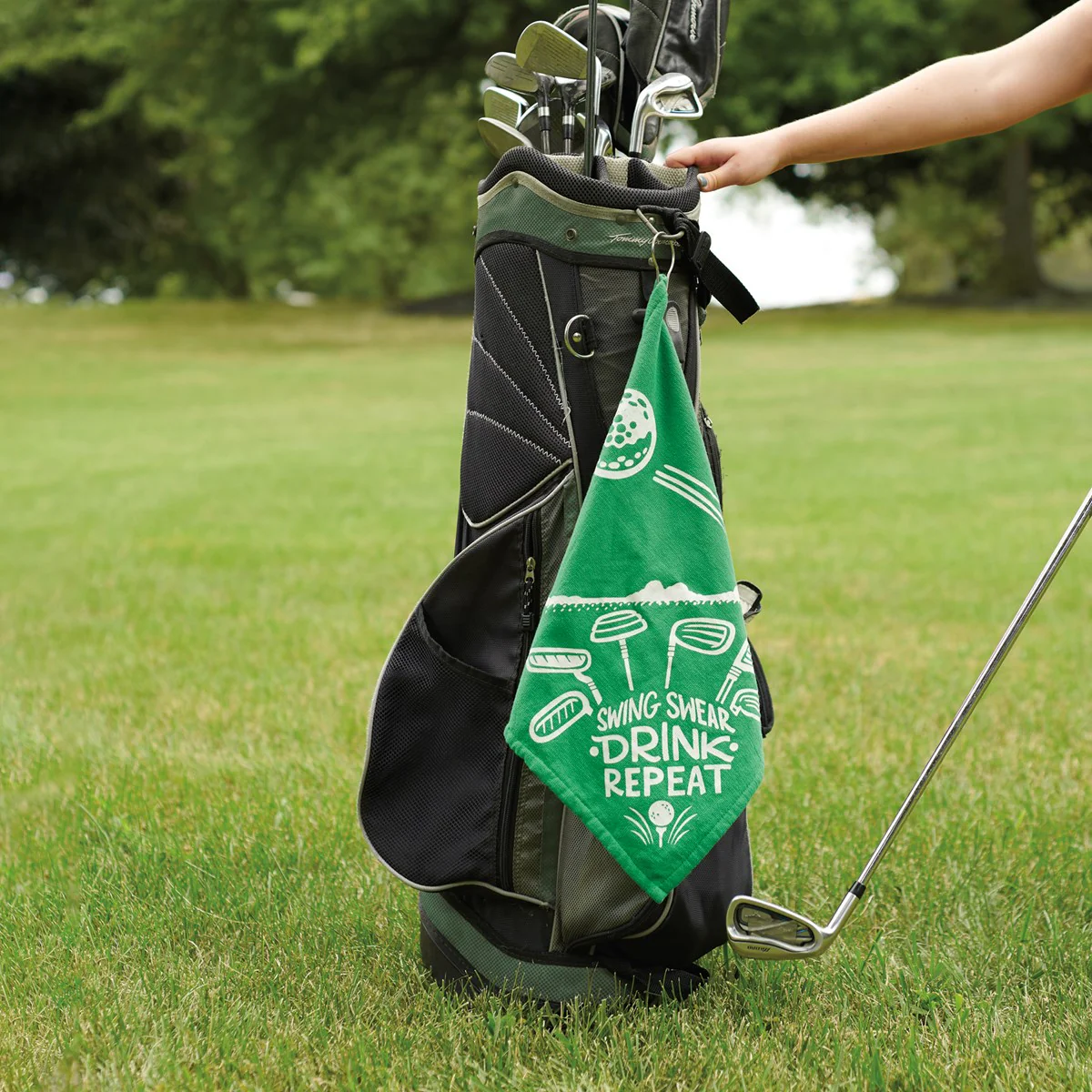 Surprise Me Sale 🤭 Swing Swear Drink Repeat Golf Towel - Image 2