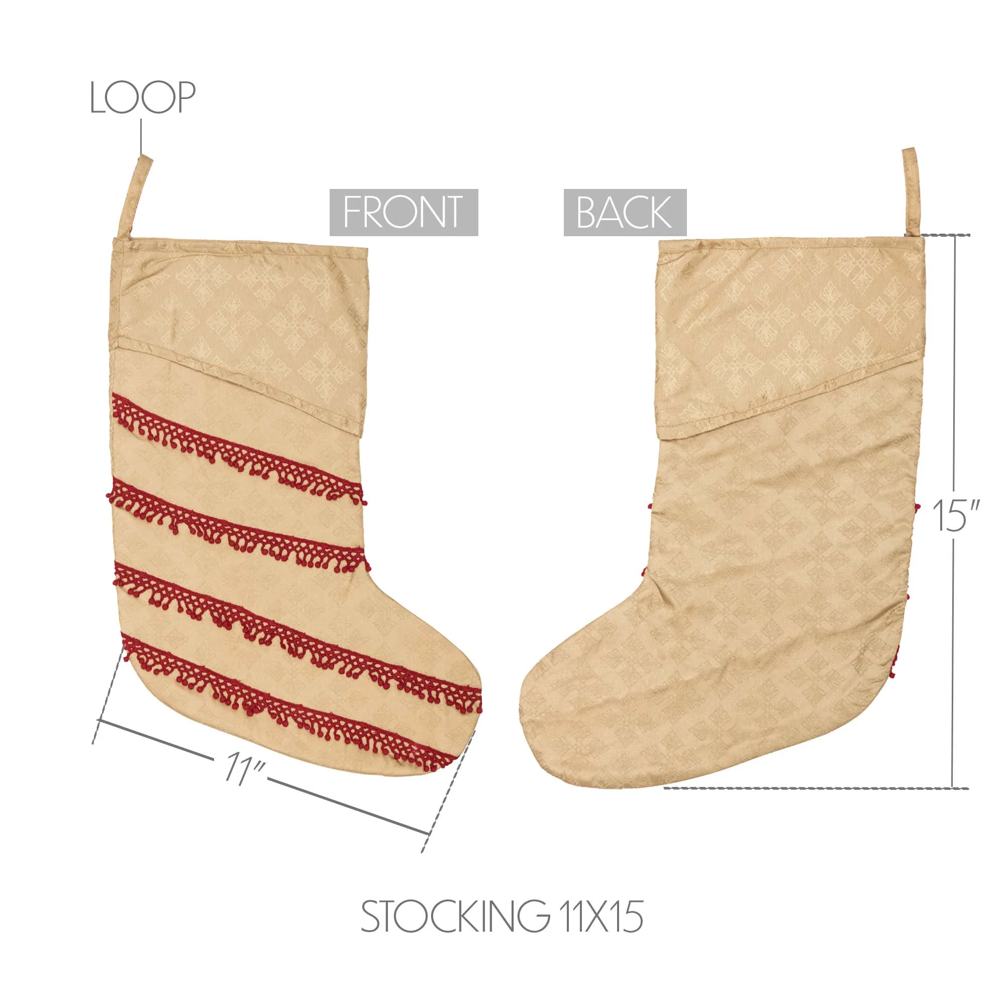 Tan and Red Jacquard 15" Christmas Stocking - Image 5