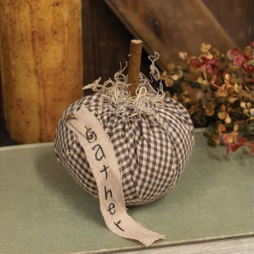 💙 Tan & Cream Stuffed "Gather" Mini Pumpkin 4.25" - Image 2
