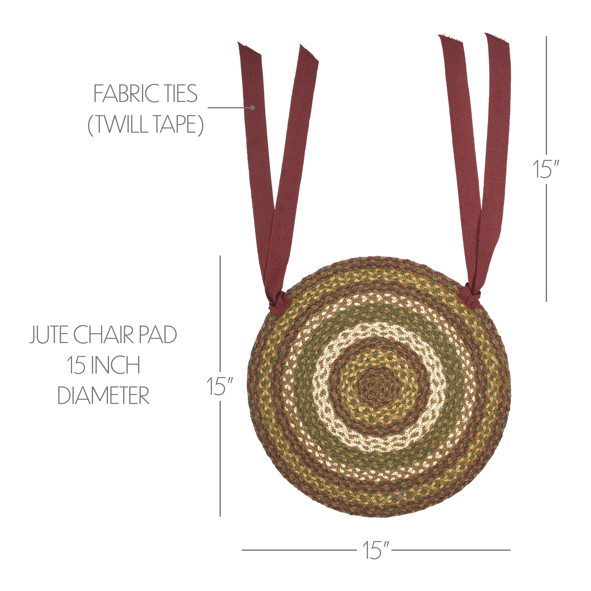 Tea Cabin Jute Chair Pad 15" Diameter - Image 4
