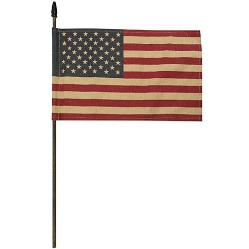 ๐ Teastained American Flag On 18" Stick