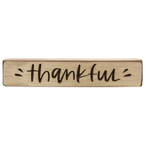 ๐ Thankful 9" Engraved Wooden Block