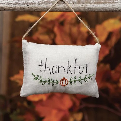 Thankful Pumpkin Pillow Ornament - Image 2