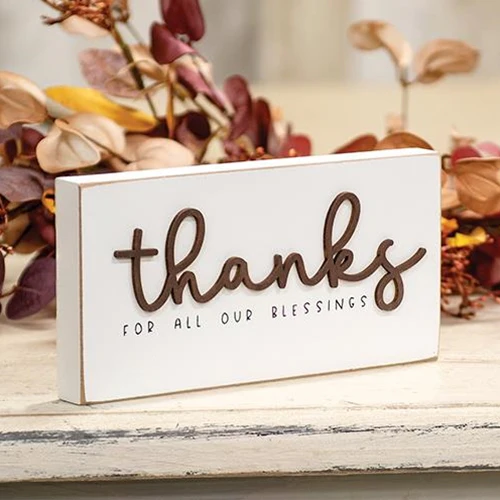 ๐ Thanks For All Our Blessings Small Wooden Block Sign
